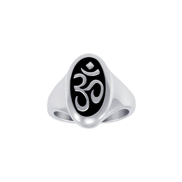 Oval Shape Om Symbol Silver Ring TRI1222 Ring
