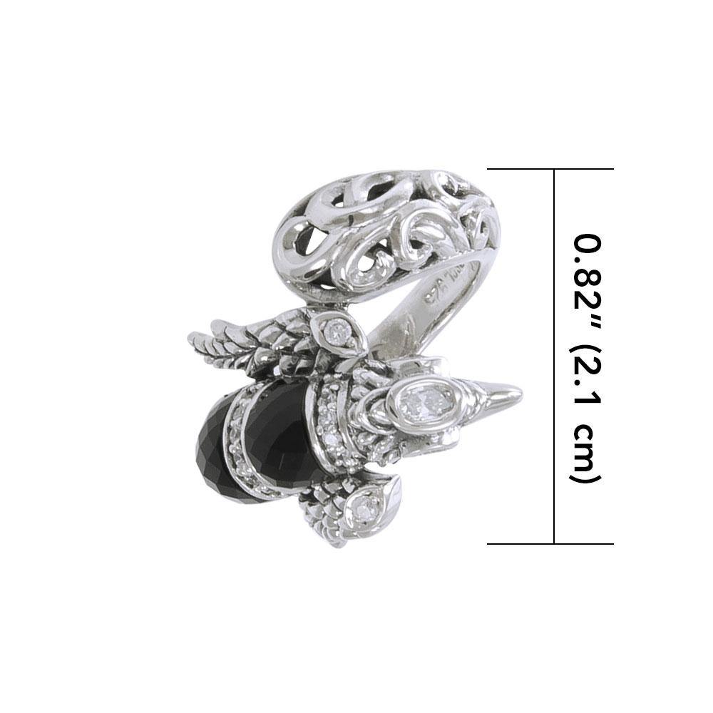 Flying Phoenix Silver Ring with Gemstone TRI1233 Ring