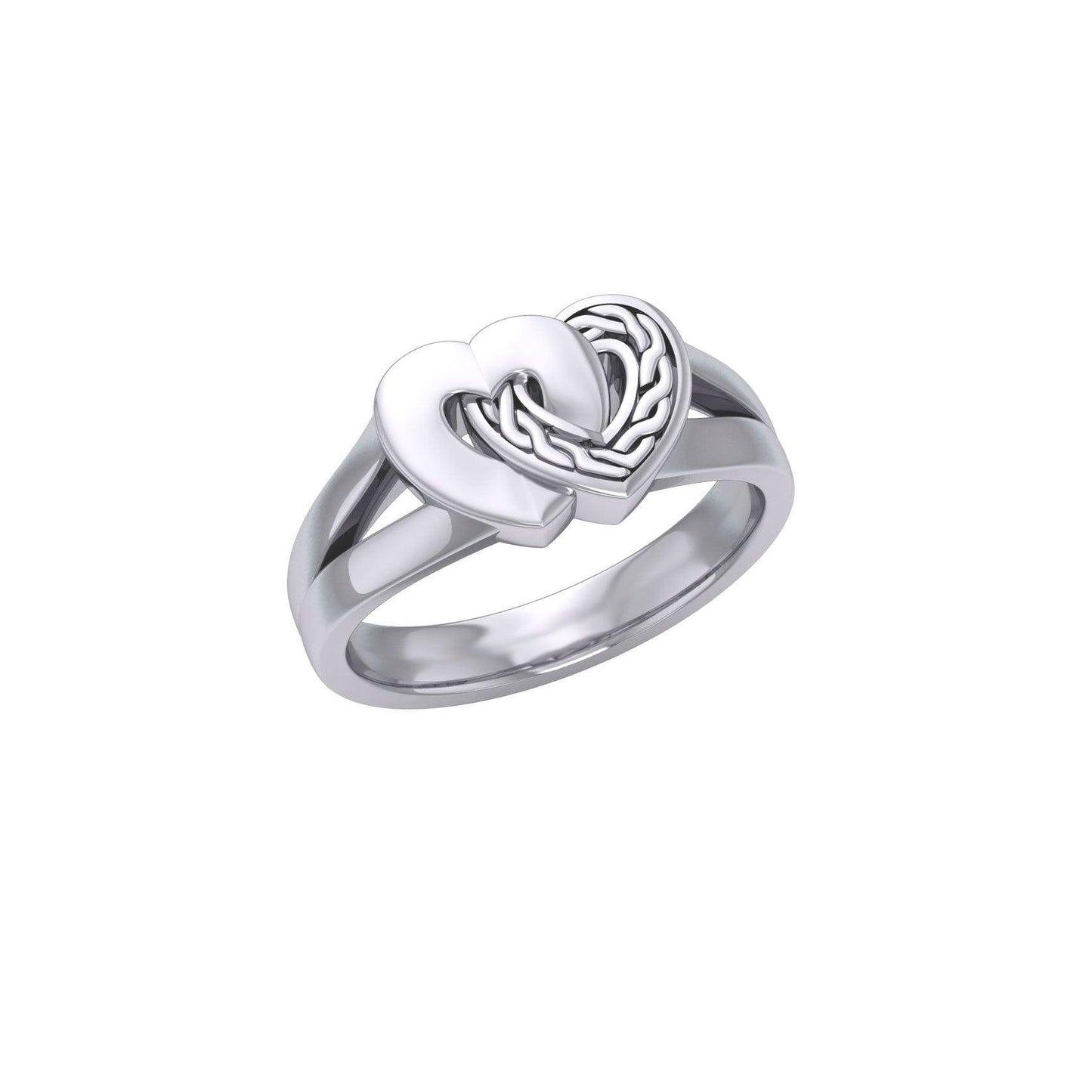 The joy in two hearts ~ Sterling Silver Celtic Knotwork Ring TRI1253 - peterstone.dropshipping