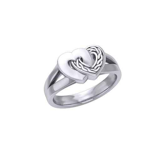 The joy in two hearts ~ Sterling Silver Celtic Knotwork Ring TRI1253 - peterstone.dropshipping