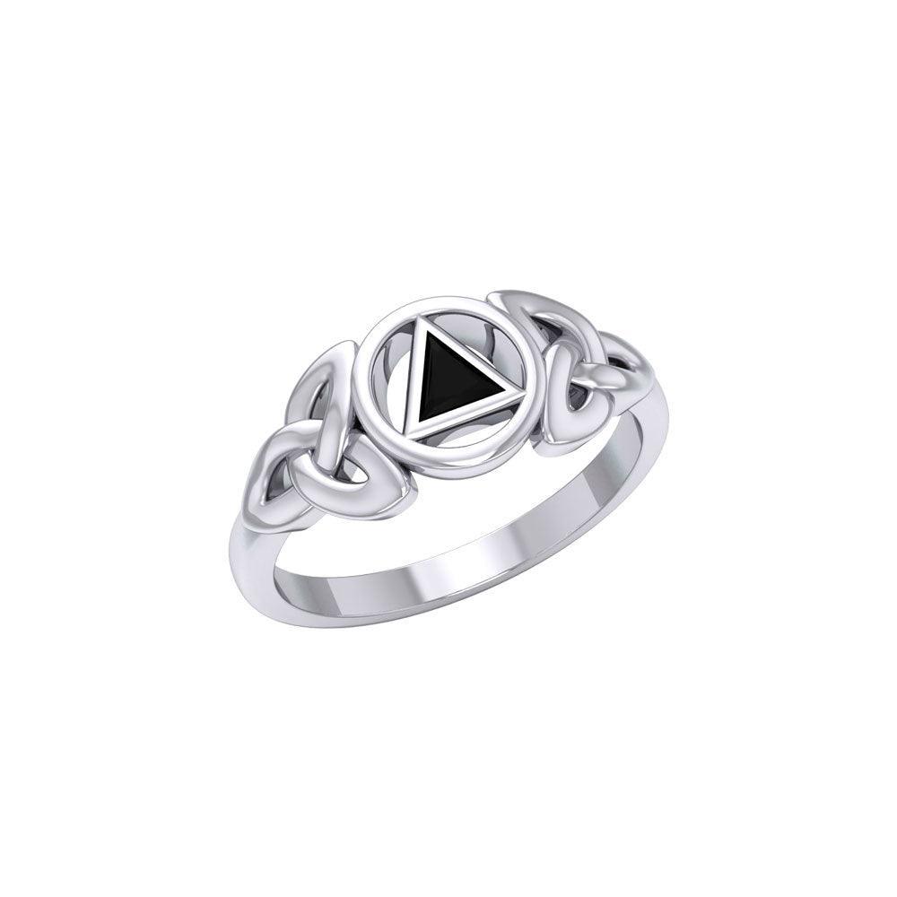 AA Recovery Silver Ring with Inlay Stone TRI1271 - peterstone.dropshipping