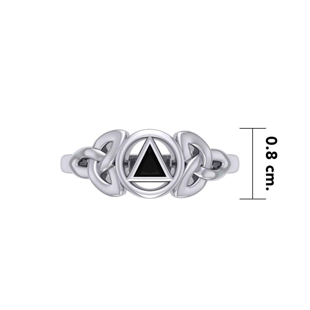 AA Recovery Silver Ring with Inlay Stone TRI1271 - peterstone.dropshipping