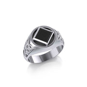NA Recovery Symbol Silver Ring with Inlay TRI1287