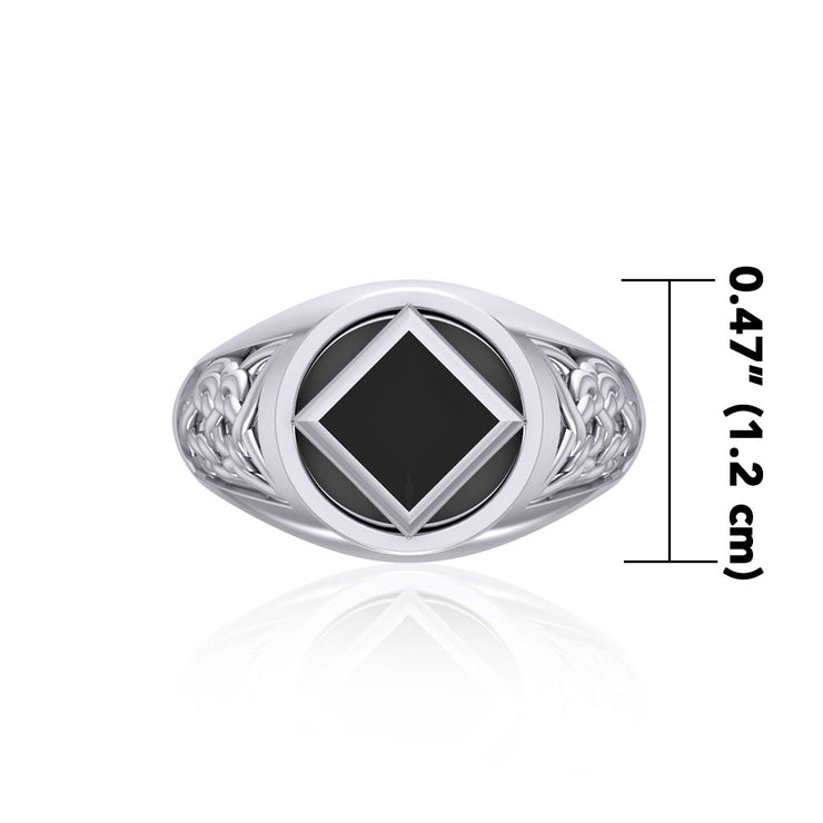 NA Recovery Symbol Silver Ring with Inlay TRI1287