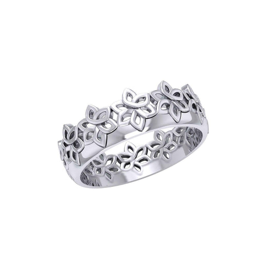 Celtic Floral Silver Band Ring TRI1339 - peterstone.dropshipping