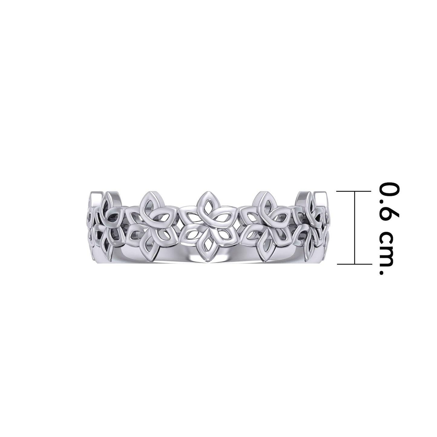 Celtic Floral Silver Band Ring TRI1339