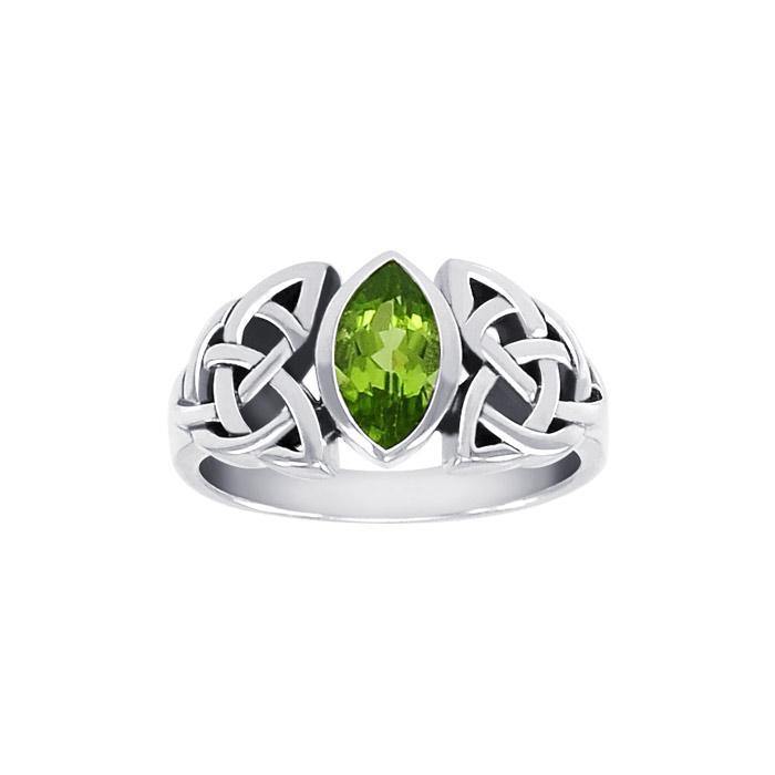 In the belief of the powerful three ~ Celtic Trinity Knot Sterling Silver Ring with a Gemstone centerpiece TRI1342 Ring