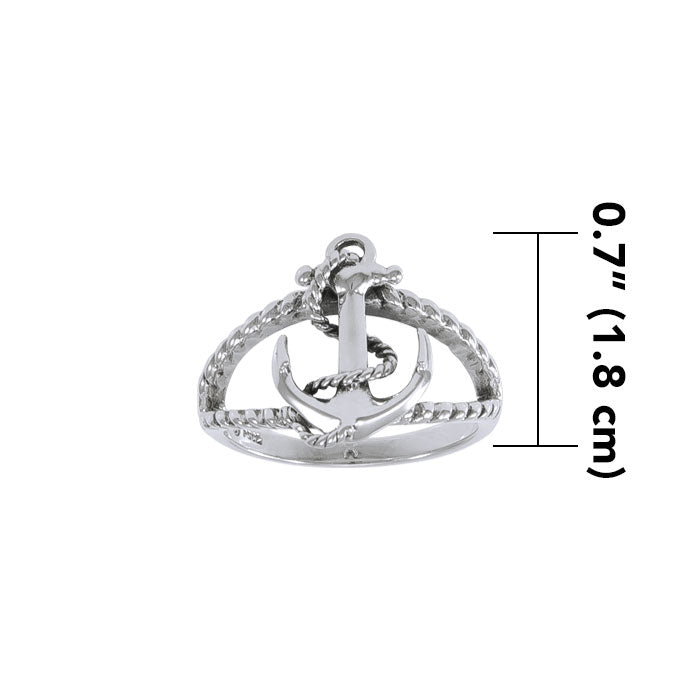 Rope Anchor Sterling Silver Ring TRI1461 Ring