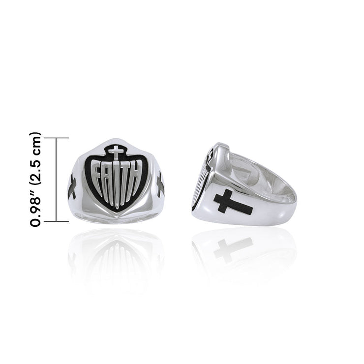 Faith Shield Cross Silver Ring TRI1483 Ring