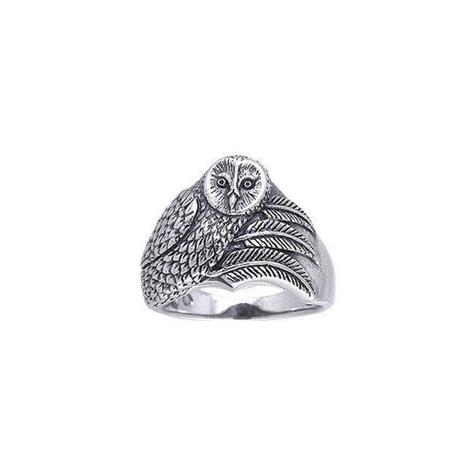 Sterling Silver Barn Owl Ring by Ted Andrews TRI150 - peterstone.dropshipping