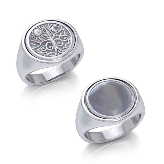 Tree of life Silver Flip Ring TRI153 Ring