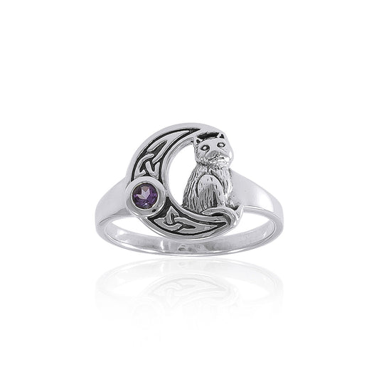 Celtic Cat Sterling Silver Moon Ring TRI1541 Ring