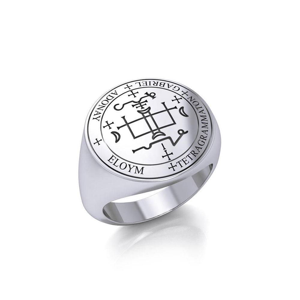 Archangel Gabriel Sigil Silver Ring TRI1565 - Wholesale Jewelry