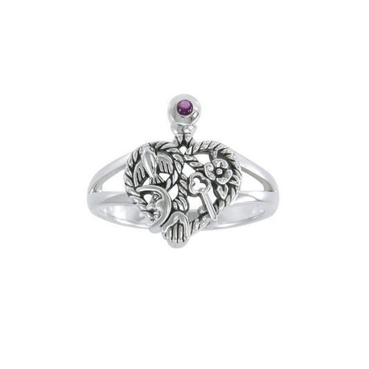 Gemstone Cimaruta Witch Ring TRI1579