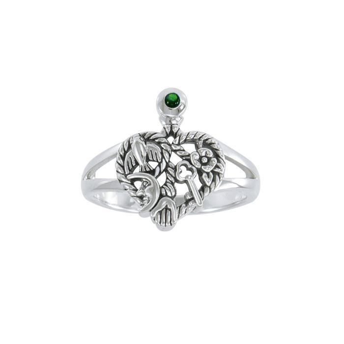 Cimaruta Witch, an iconic wander ~ Sterling Silver Ring with Gemstone TRI1579 Ring
