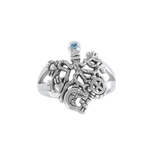 Gemstone Cimaruta Witch Ring TRI1581