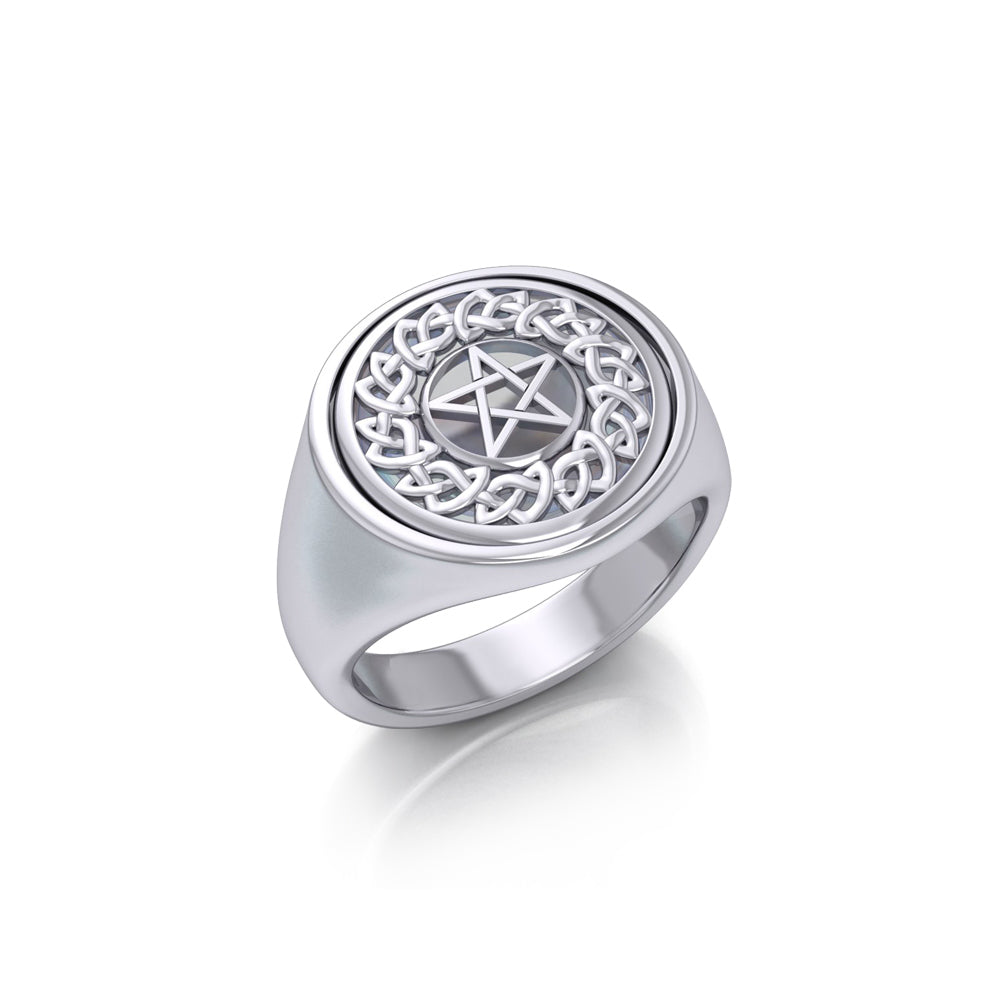 Silver Celtic Pentagram Pentacle Flip Ring TRI161 Ring