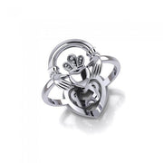 Claddagh and Celtic Heart Sterling Silver 2 in 1 Ring