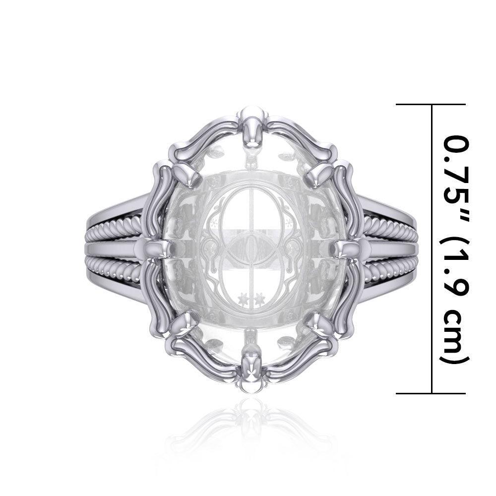 Chalice Well Sterling Silver Ring with Genuine White Quartz TRI1720 - peterstone.dropshipping