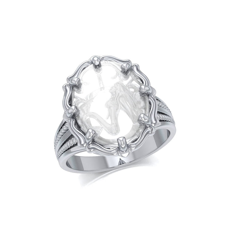 Mermaid Sterling Silver Ring with Genuine White Quartz TRI1729