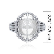 Dragonfly Sterling Silver Ring with Genuine White Quartz TRI1731