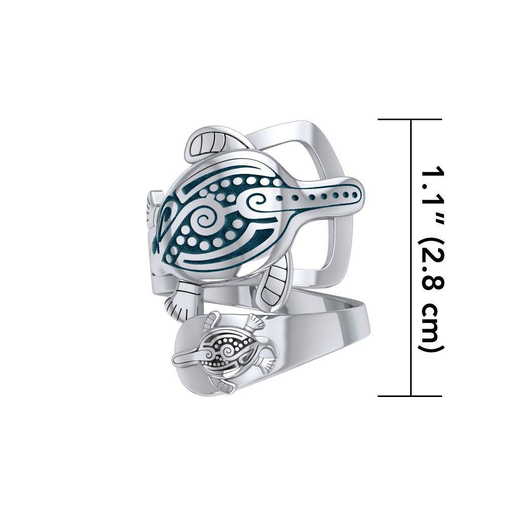 Aboriginal Inspired Turtle Sterling Silver Ring TRI1739 - peterstone.dropshipping