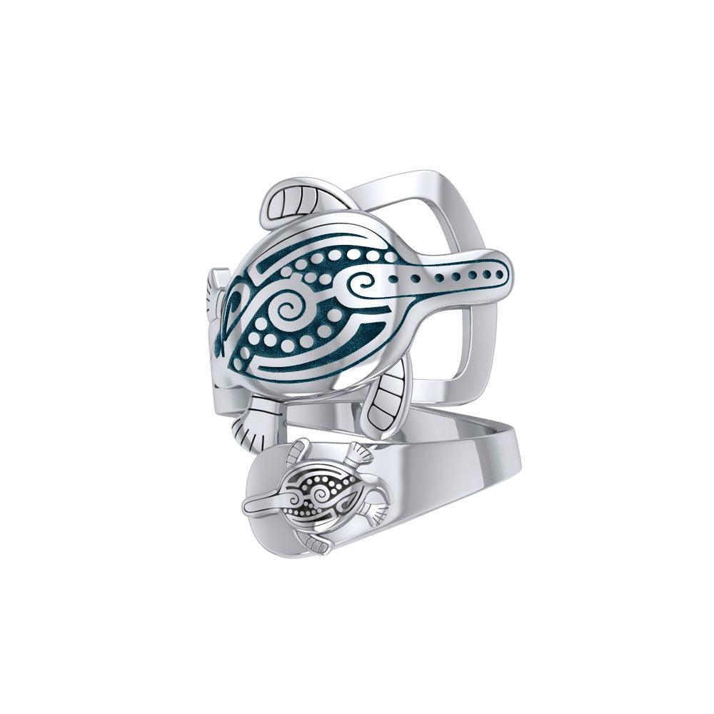 Aboriginal Inspired Turtle Sterling Silver Ring TRI1739 - peterstone.dropshipping