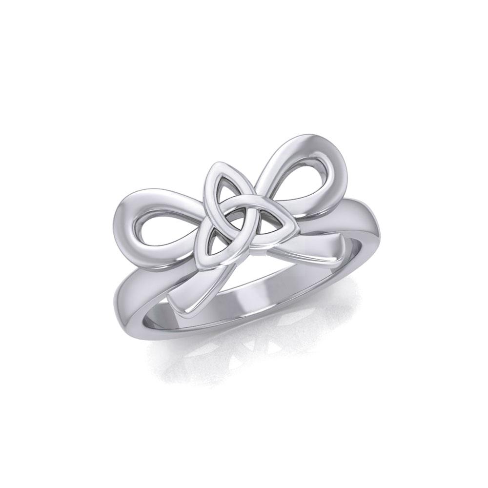 Celtic Trinity Knot on Ribbin Silver Ring TRI1787 Ring
