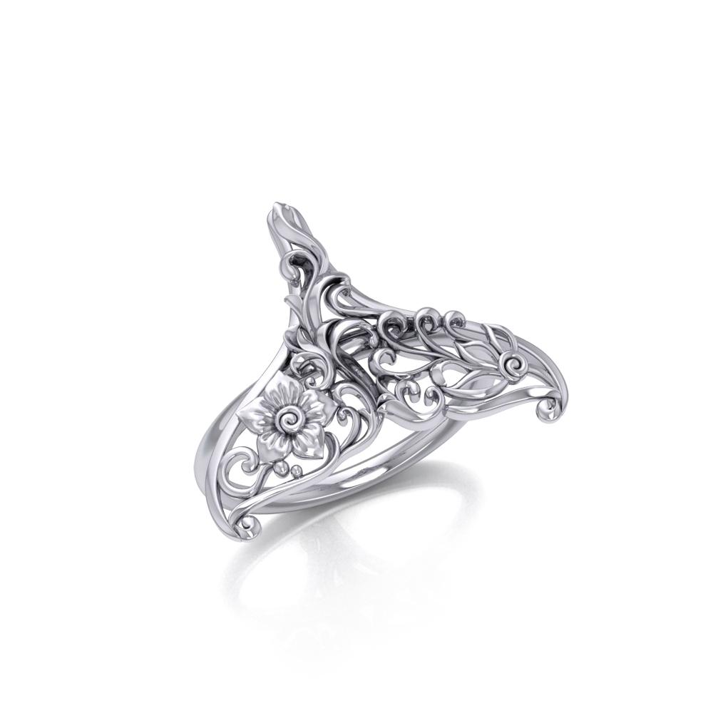 The graceful tale Sterling Silver Whale Tail Filigree Ring Jewelry TRI1793 Ring