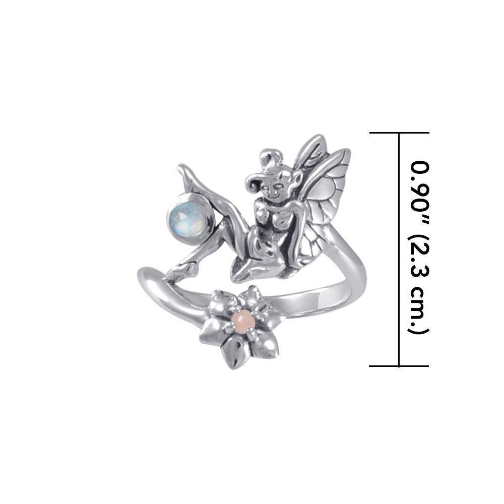 Fairy with Flower Silver Ring with Gemstones TRI1820 Ring