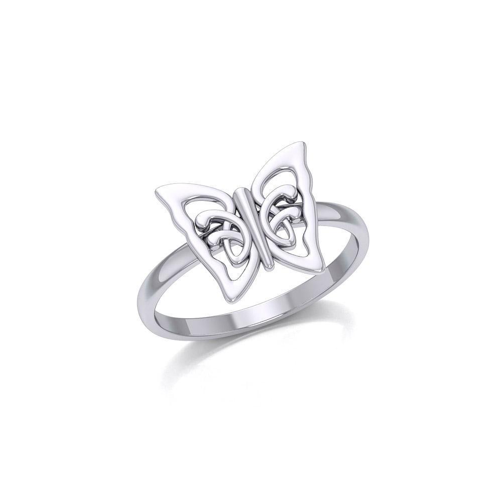 Small Butterfly Silver Ring TRI1866 - Peter Stone Wholesale