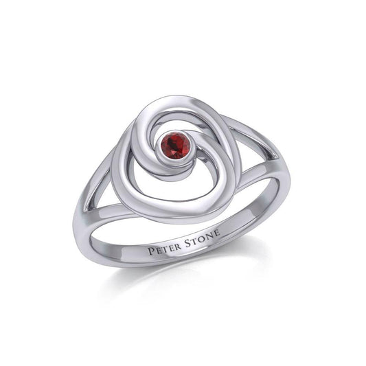 Organic Droplet Silver Contemporary Ring with Gemstone TRI1906 Ring