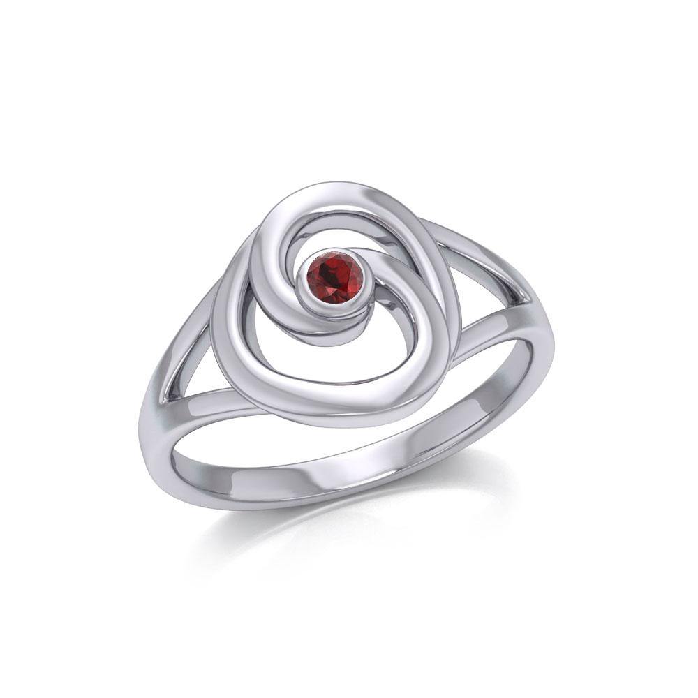 Organic Droplet Silver Contemporary Ring with Gemstone TRI1906 Ring