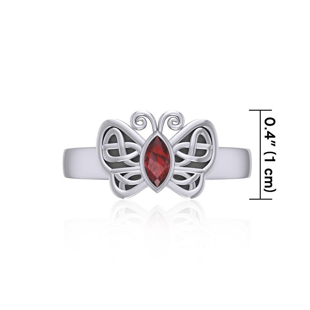 Silver Celtic Butterfly Ring with Marquise Gemstone TRI1907 Ring