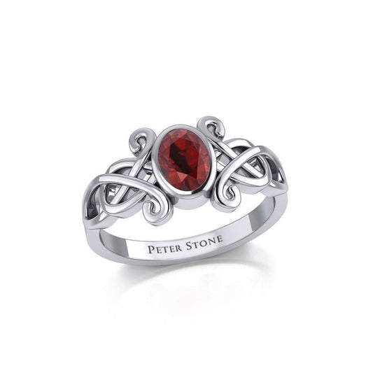 Silver Celtic Ring with Oval Gemstone TRI1908 Ring