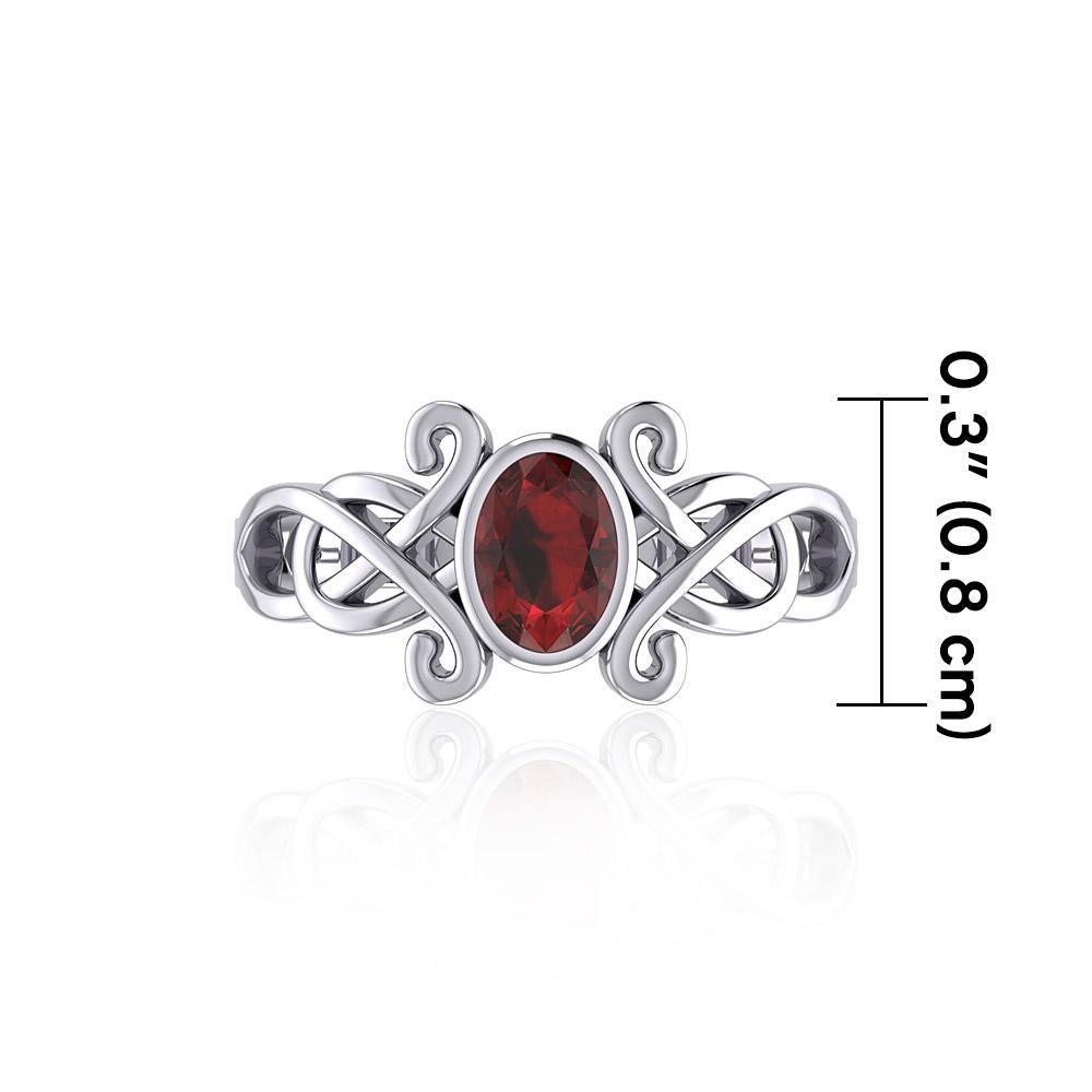 Silver Celtic Ring with Oval Gemstone TRI1908 Ring