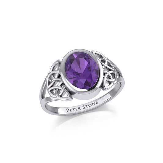 Silver Celtic Trinity Ring with Extra Large Oval Gemstone TRI1909 Ring