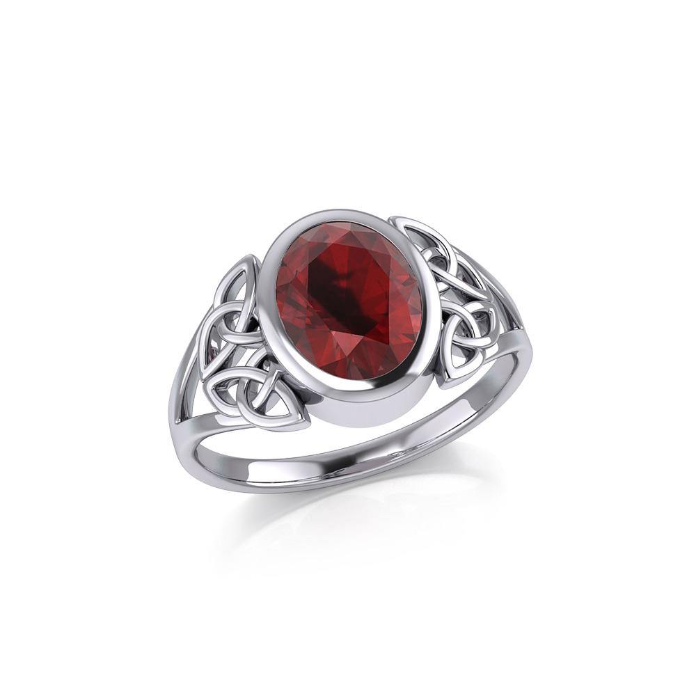 Silver Celtic Trinity Ring with Extra Large Oval Gemstone TRI1909 Ring