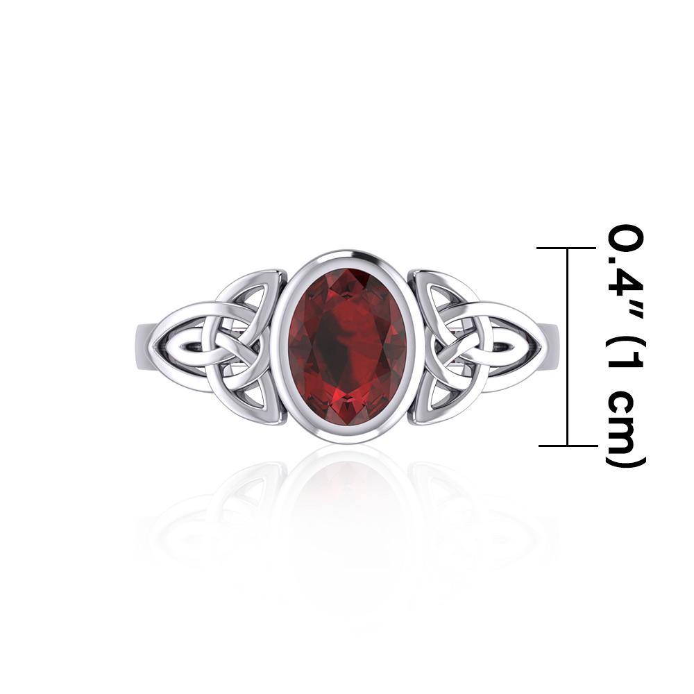 Silver Celtic Ring with Large Oval Gemstone TRI1910 Ring