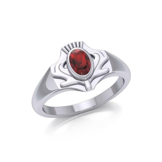 Thistle Silver Ring with Gemstone TRI1915 Ring