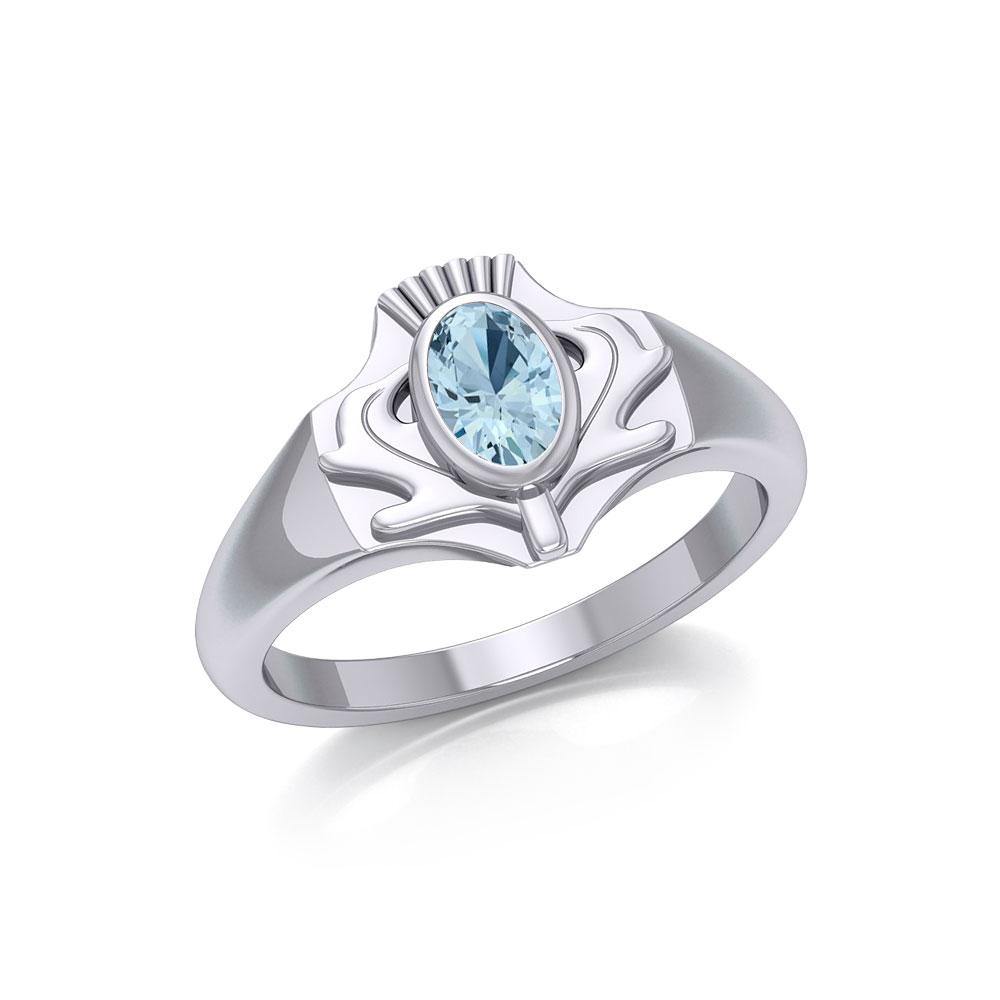Thistle Silver Ring with Gemstone TRI1915 Ring