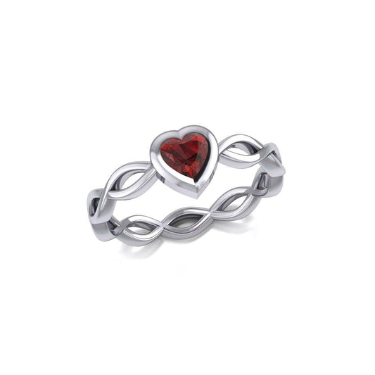 Heart on Braid Silver Ring TRI1924 Ring