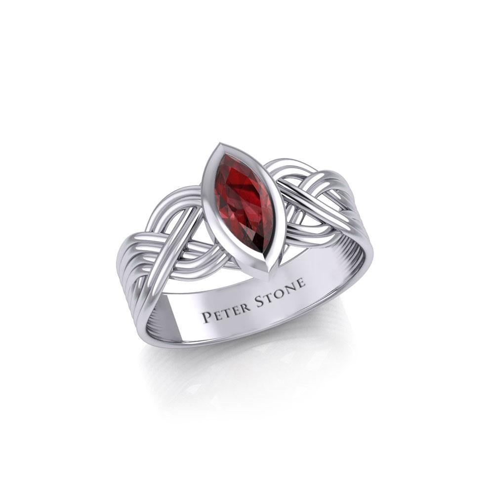 Silver Celtic Ring with Marquise Gemstone TRI1925 Ring