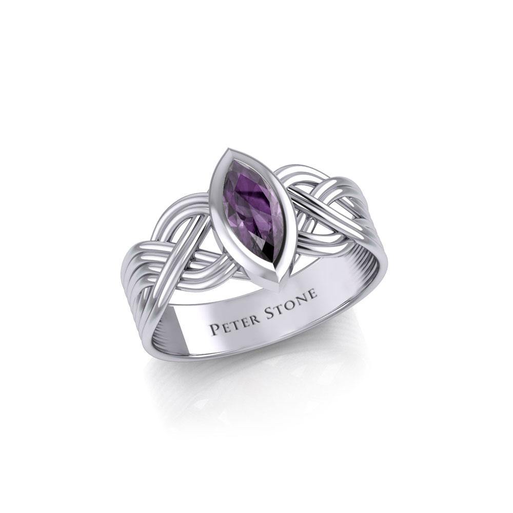 Silver Celtic Ring with Marquise Gemstone TRI1925 Ring