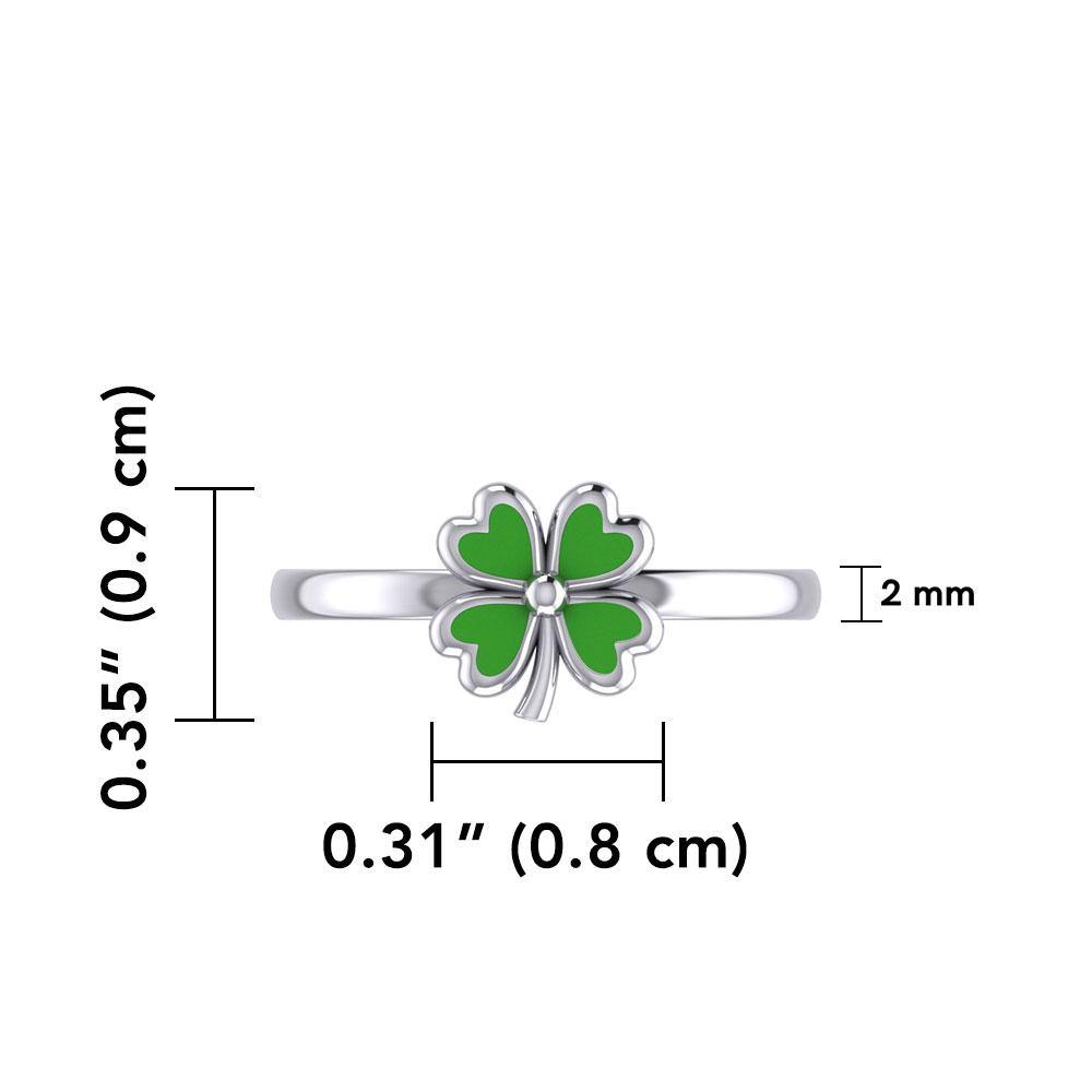 Lucky Four Leaf Clover Silver Ring with Enamel TRI1935 Ring