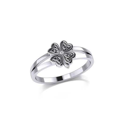 Lucky Celtic Four Leaf Clover Silver Ring TRI1936 Ring