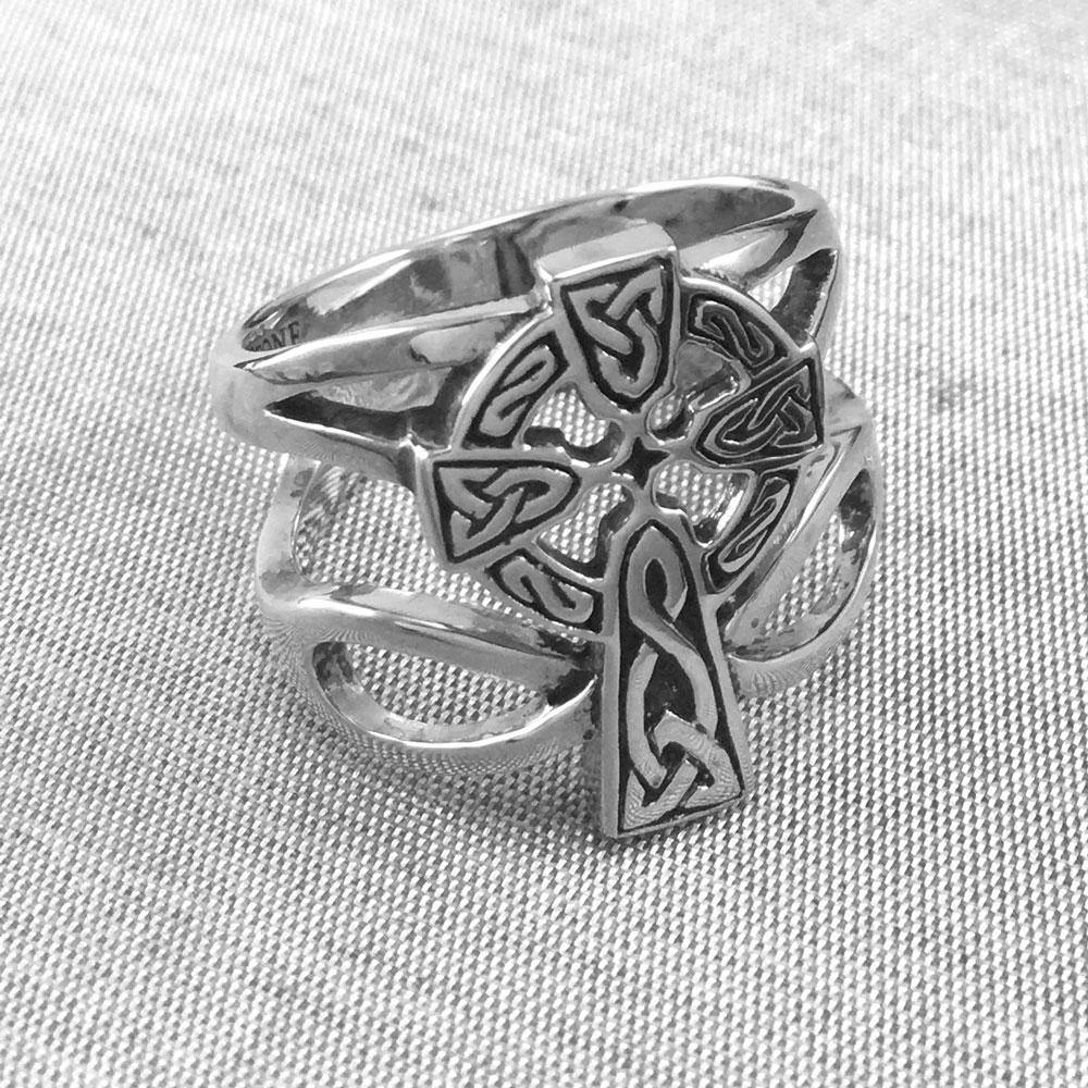 Celtic Cross with Infinity Silver Ring TRI1952 - Wholesale Jewelry