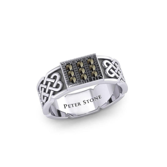 Rectangle Celtic Ring with Gemstones TRI1953 Ring