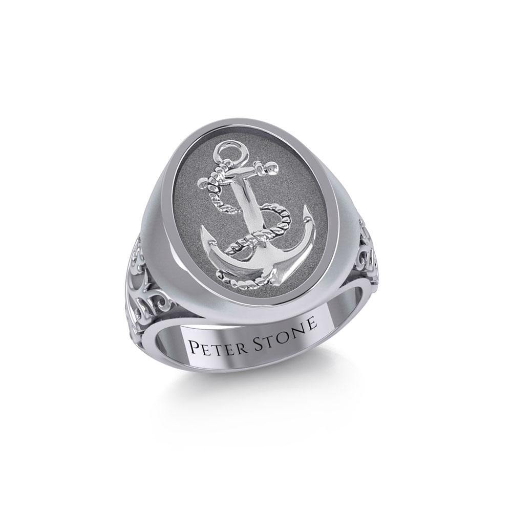 Classic Anchor Silver Signet Men Ring TRI1962 Ring