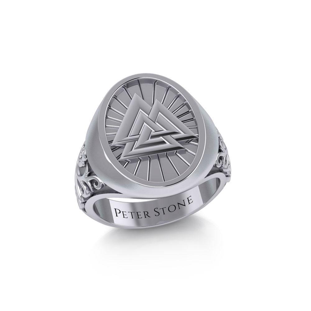 Viking Valknut Silver Signet Men Ring TRI1968 Ring